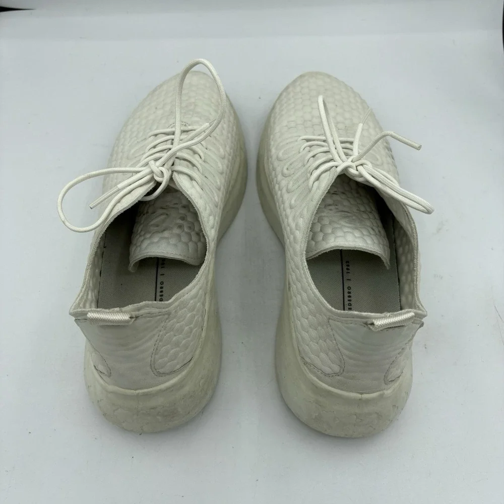 ECCO‎ Shoes Mens Size 7 7.5 White Therap Lace Comfort Honeycomb Leather Sneakers